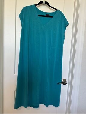 J. Jill Teal V-Neck A-Line Midi Dress